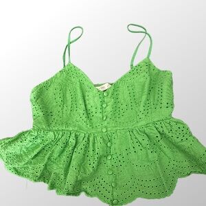 Green Eyelet Lace Women's Top